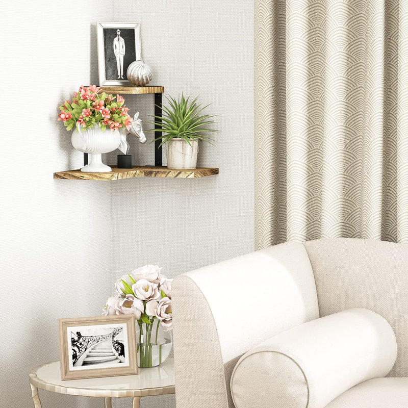 Michielle 2 Piece Corner Shelf, Carbonized Black