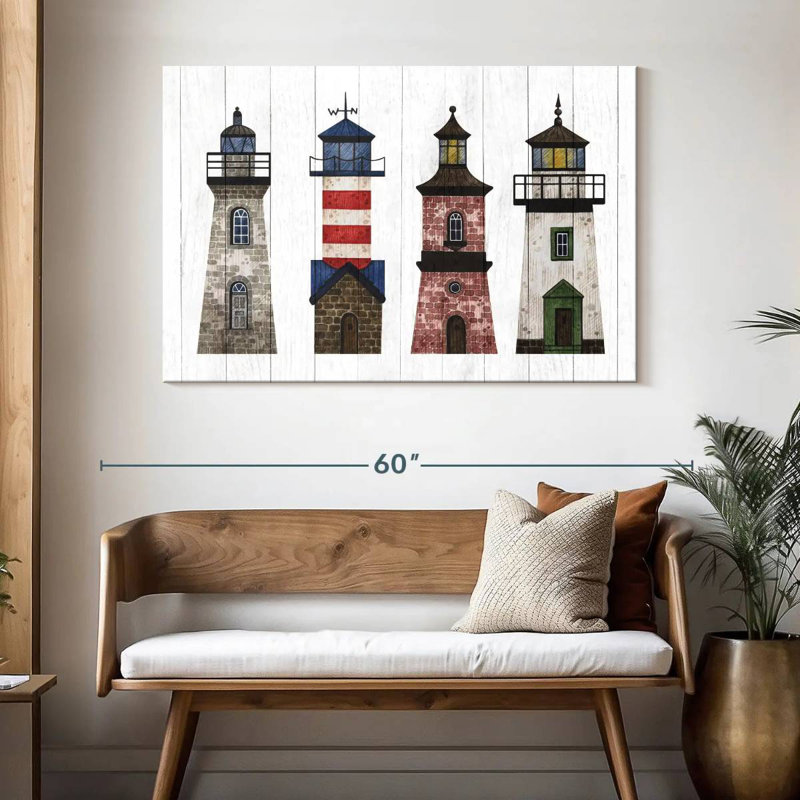 Aletra Wood Style Lighthouse Row, 32" H x 48" W