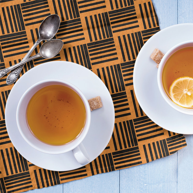 Jaya Tea Towel Kitchen Towel, Orange/Black, Cotton Twill