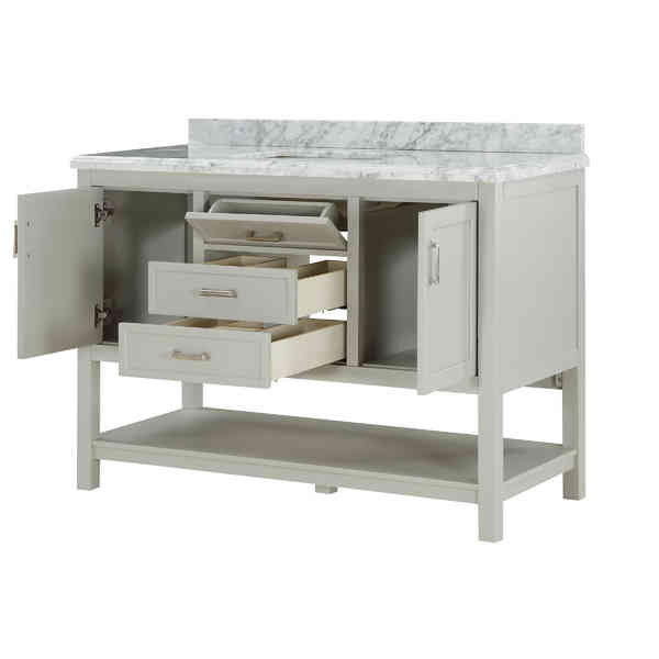 Meuble-lavabo simple 49 po avec dessus en marbre de Carrare Pfarr, Gris