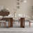 63'' Beige Sintered Stone Dining Table for 6, Rectangle Modern Dining Table with Double Brown Wood Legs, Mid Century Modern Kitchen Table-1422037069-1422037070-1422602262