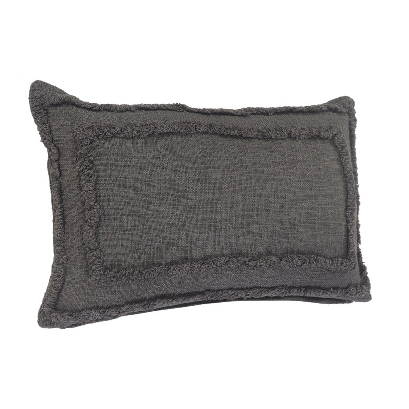 Housse de coussin décoratif tissé 100% coton Avery, Gris, Housse de coussin seulement - sans coussin, Forme rectangulaire