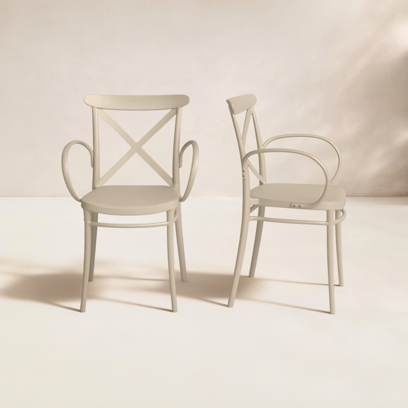 Fauteuil de patio empilable Kenne Anco, Taupe