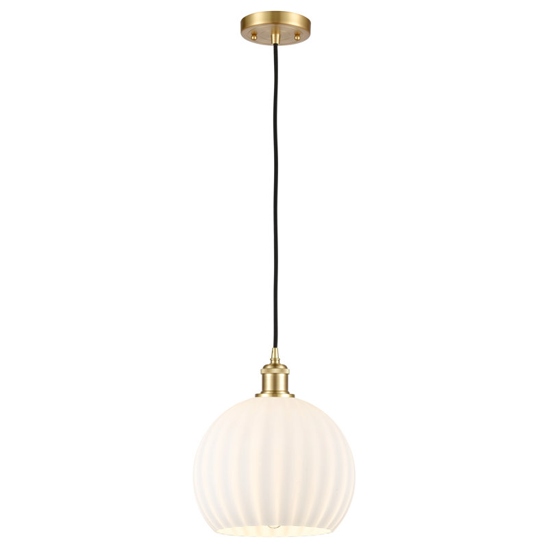 Luminaire suspendu 1 lumière Ballston Venetian Cord-516-G1217, H 11,75 po x l 10 po x P 10 po, Or satiné