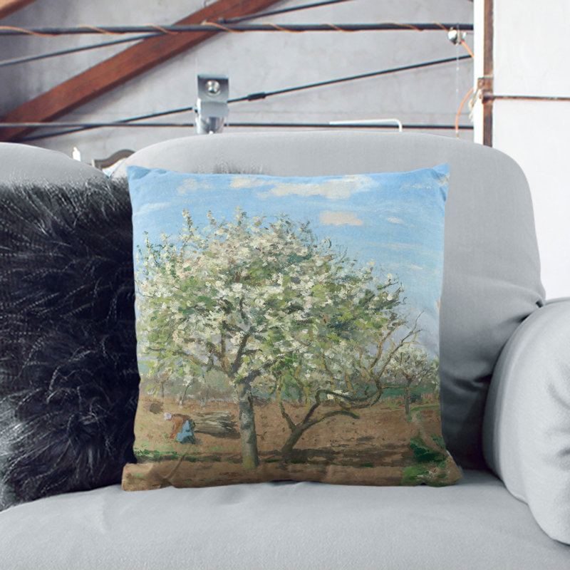 Orchard in Bloom Scatter Pillow, White, 40cm H x 40cm W x 15cm D