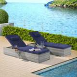 Outdoor Wicker Chaise Lounge Set of 2