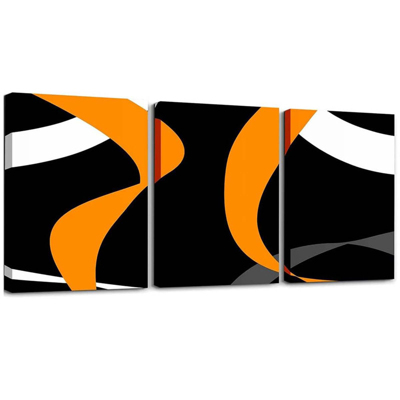 3 Piece Wrapped Canvas Print, Orange