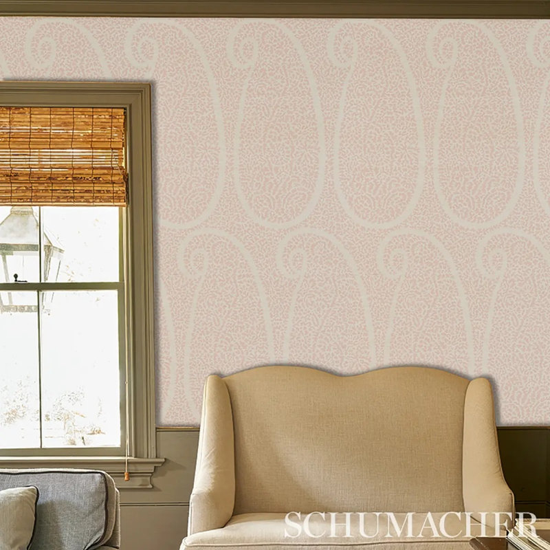 Ambala Paisley Sisal Wallpaper, Blush