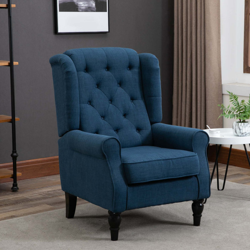 Button-Tufted Accent Chair With High Wingback