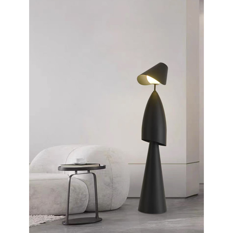 Lampe sur pied en fer et PE, Noir, Noir