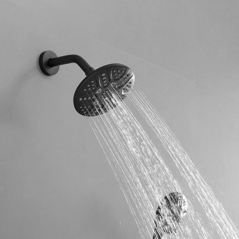 Système de douche complet avec valve brute, Noir mat