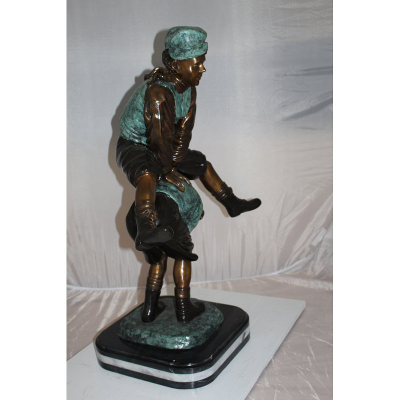 Grande statue en bronze Felicia Leap grenaille - Taille: L 26 po x l 14 po x H 34 po.