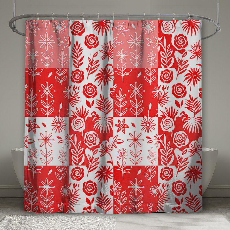 Rideaux de douche rouges, L 70 po x H 93 po