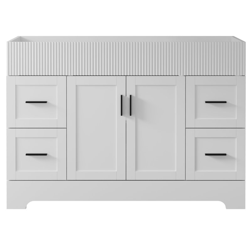 Base de meuble-lavabo simple autoportant Breonica de 48 po, comptoir d'évier non inclus, Blanc