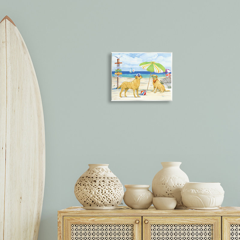 Dog Day At Beach Wall Plaque Art by Paul Brent