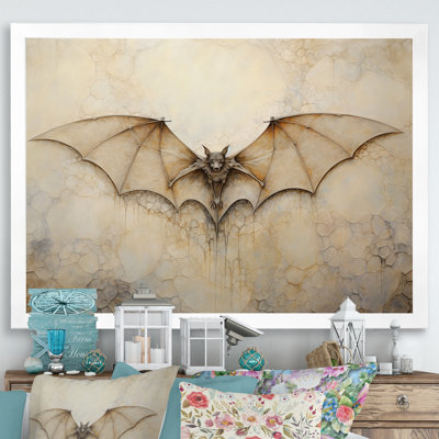 Minimalisme chauve-souris avec ailes ouvertes sur toile