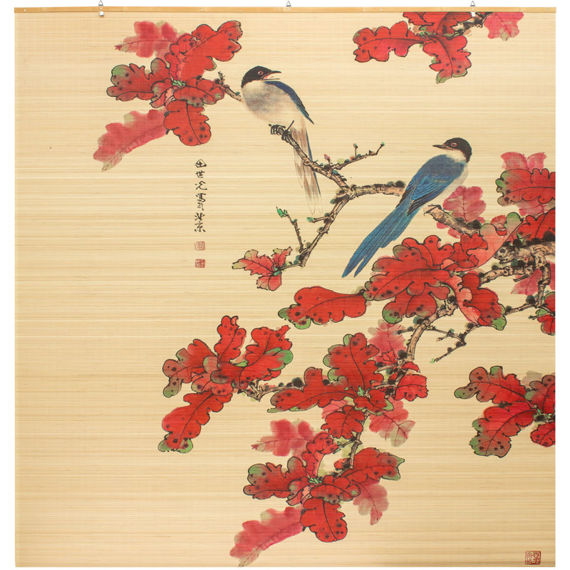 Bamboo Window Shade Blind - Bird and Bamboo 72" W, 72"W x 72"L