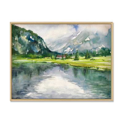 Landscape Canvas Wall Art, Summer River Painting Print - Summer Landscape with River
