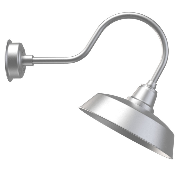 Luminaire de grange d’extérieur à del Vandervliet, H 8 po x l 16 po x P 12 po, Argent galvanisé