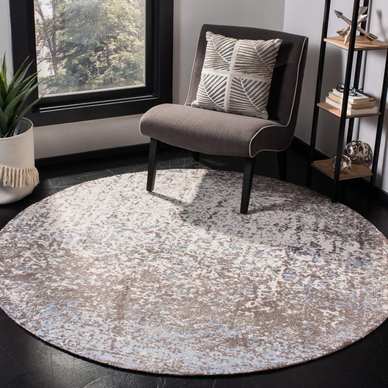 Barker Ridge Hand Tufted Viscose Abstract Rug, Round 6'