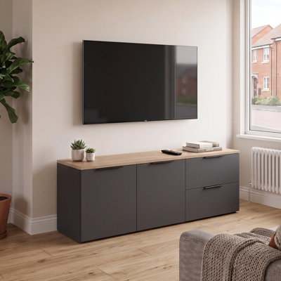 140cm Wide 2-Piece Modular TV Stand with 2 Doors and 2 Drawers