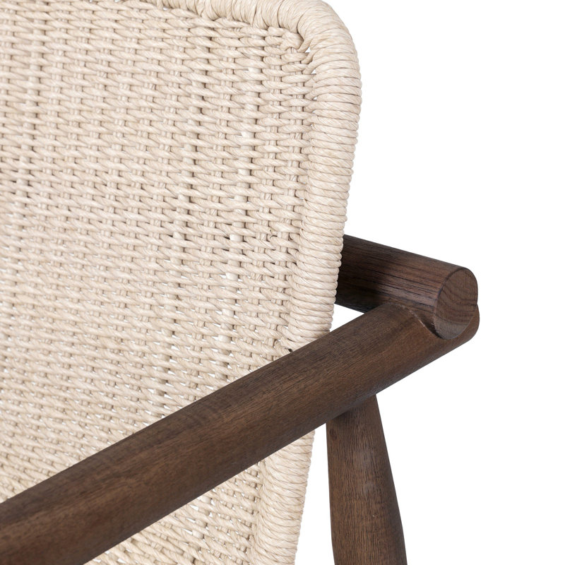 Dume Outdoor Dining Armchair, White/Brown