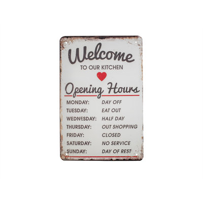 Funny Retro Metal Welcome Kitchen Opening Hours Wall Sign Rustic Farmhouse Decor Funny Retro Metal Welcome Kitchen Opening Hours Wall Sign Rustic Farmhouse Decor