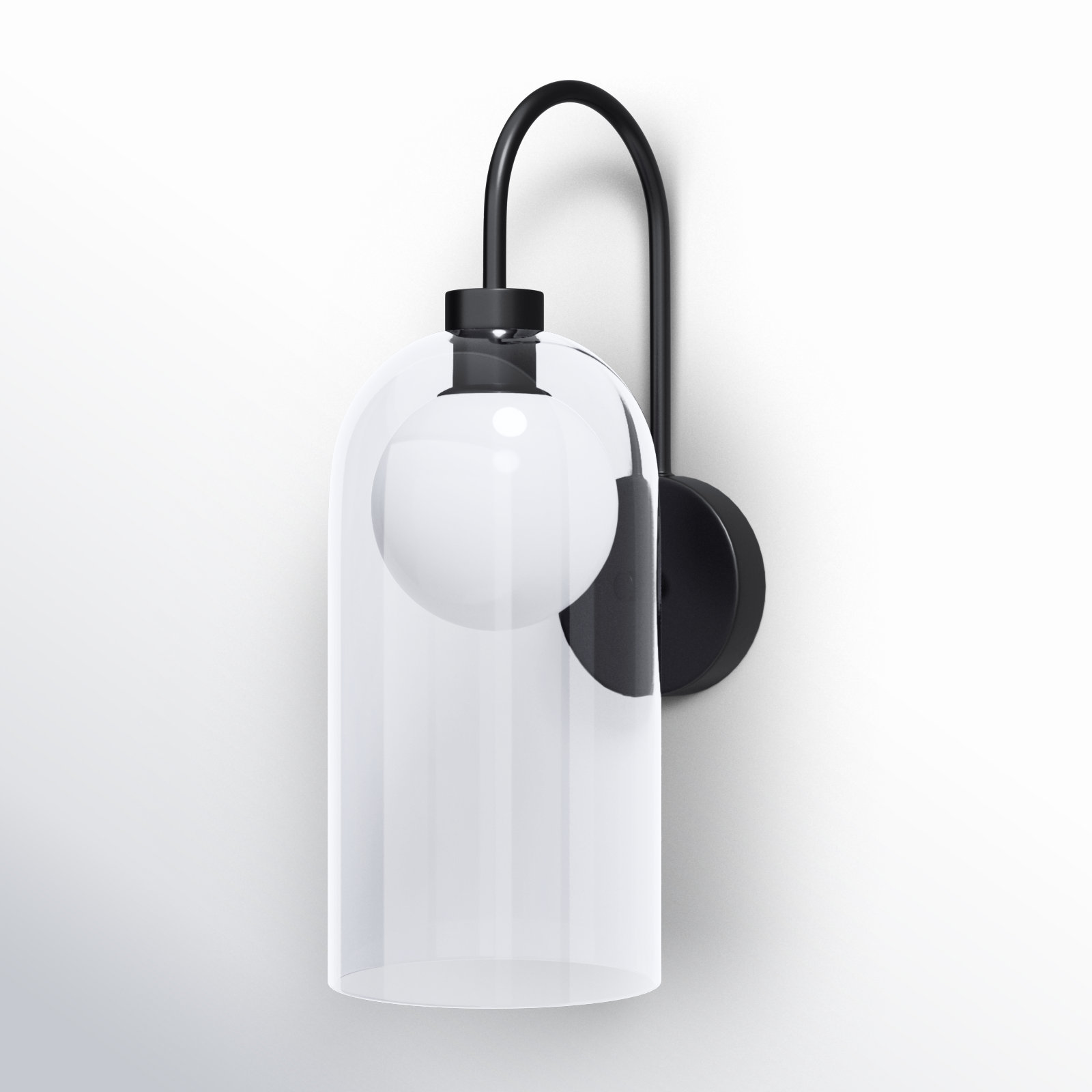 Rihanna 7 In. 1 Light Black Sconce With Clear And Flat Opal Glass Shade