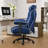 Big & Tall Ergonomic Executive Office Chair with Footrest, High Back Reclining Desk Chair, Adjustable Lumbar Support,Blue PU Leather Computer Chair, 400 lbs Capacity-873404267
