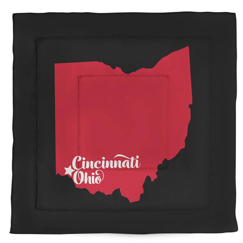 Ohio Polyester Comforter, Black/Red