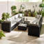 Miacomet Modular PE Rattan Garden Sofa Set and Table for Modern Gardens and Patios (Cover Included)-2090814644-2147318854