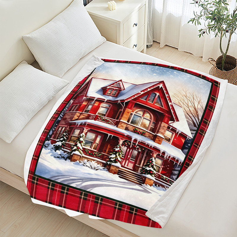 Plaid de Noël en flanelle polaire JYK, léger, respirant, doux et chaud en microfibre pelucheuse, 101,6 x 127 cm, motif Glaçons de la Maison Rouge