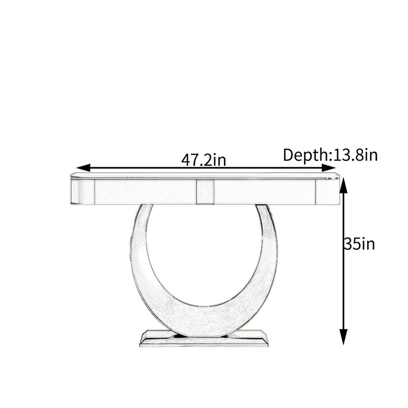 Console d'entrée de luxe de style haut de gamme, H 35 po x l 47,2 po x P 13,8 po, Doré