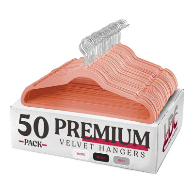  Non-Slip Plastic Velvet Hanger Packs - Heavy Duty Felt Hangers with Stainless Steel Swivel Hooks