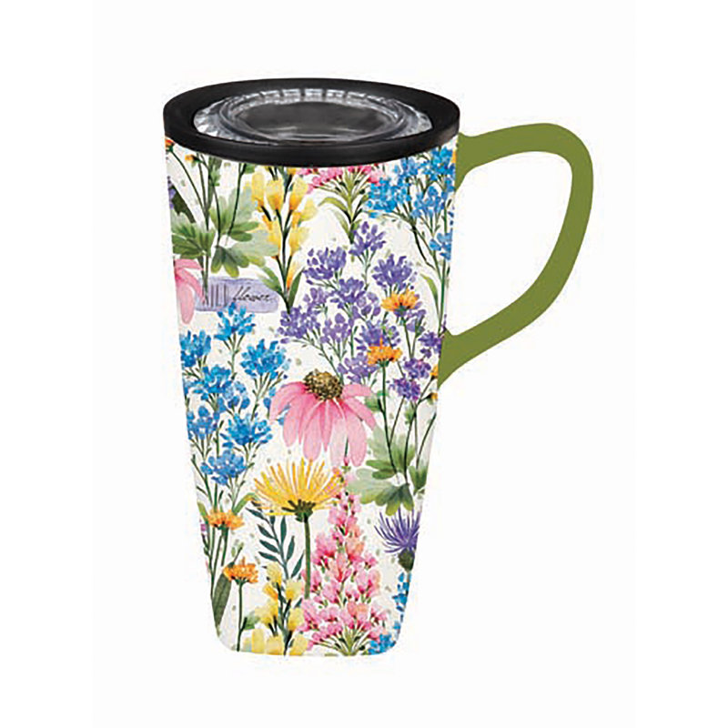 Grande tasse de voyage en céramique 17 onces Wildflower Sanctuary