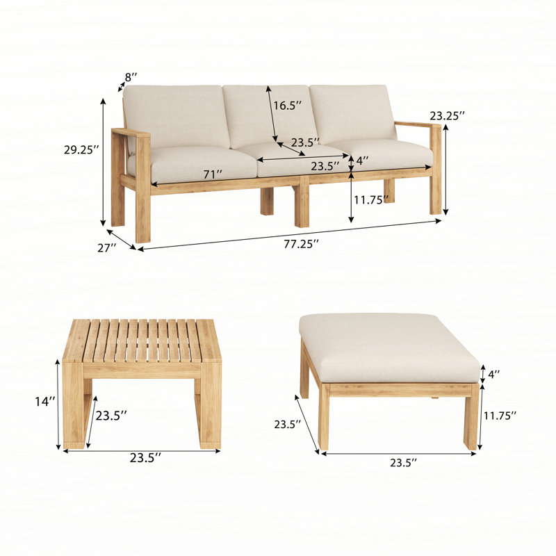 Ensemble de canapé modulaire d'extérieur 3 pièces