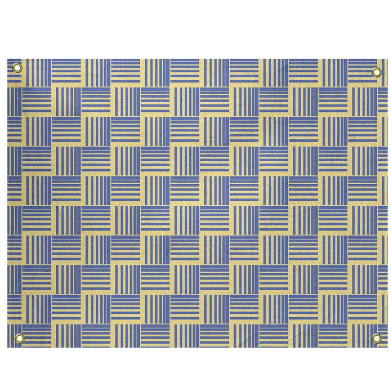 Tapisserie, H 59 po x l 80 po, Bleu/jaune