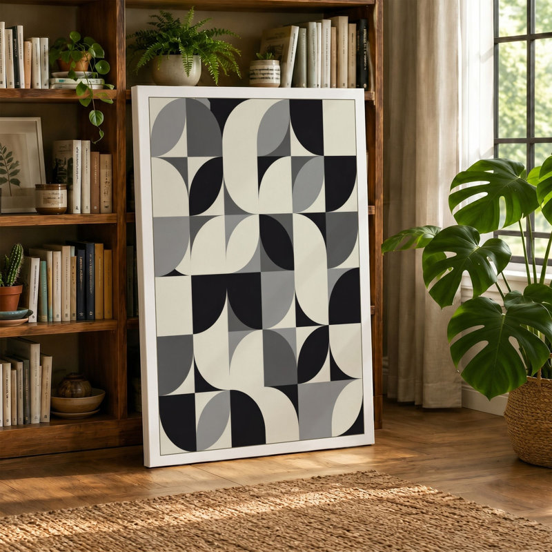 Turning Squares Geometric - Wrapped Canvas, 30x20 - 76.2 x 50.8 cm, Teal Border
