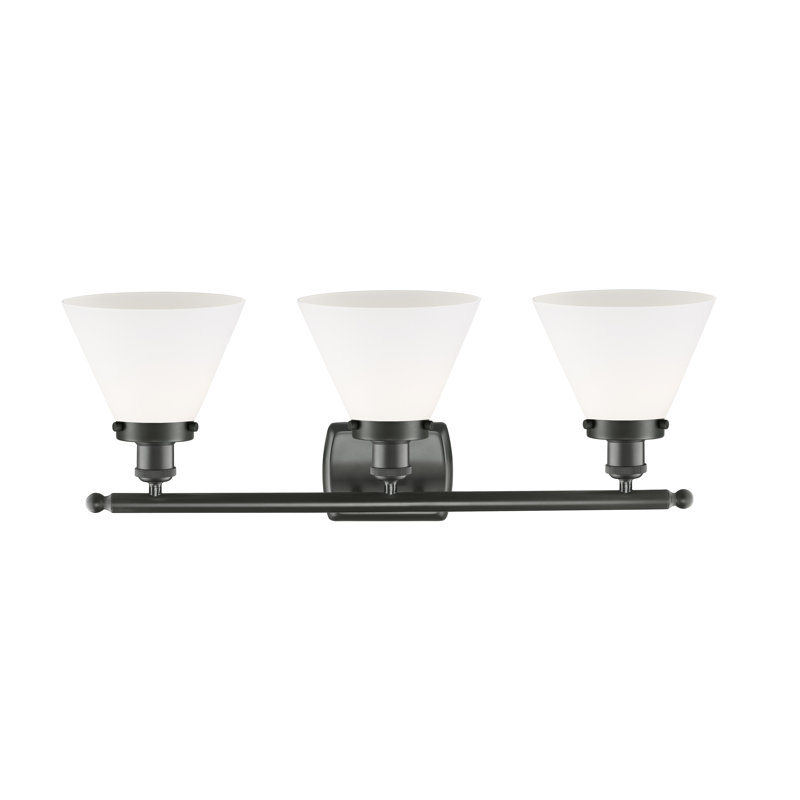 Éclairage pour meuble-lavabo 3 lumières 28 po Ballston Urban Cone, DEL, Blanc mat, Bronze frotté à l'huile