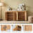 Sideboard Buffet Cabinet With 4 Doors & 5 Storage Spaces, 63" Coffee Bar Cabinet With Faux Marble Top, Modern Kitchen Storage Cabinet For Living Room Dining Room, Natural Oak-1435126421