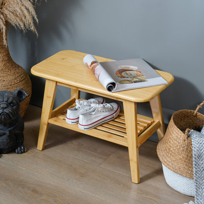 Banc de rangement en bois massif