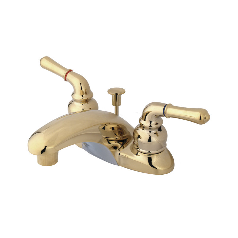Magellan Centerset Bathroom Faucet with Drain Assembly, Polished Chrome/Polished Brass, Without Pop Up Drain