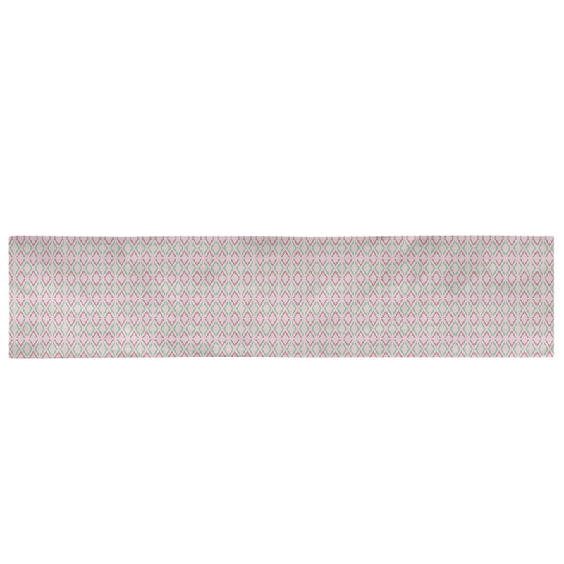 Chemin de table arrow diamants Avicia, 73,5 po x 17,5 po, Rose / sarcelle, Coton