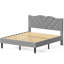 Structure de grand lit avec tête de lit tapissier magnifique, lattes en bois, sans sommier, installation sans effort, charmante tête de lit grise et assemblage rapide-2079833593