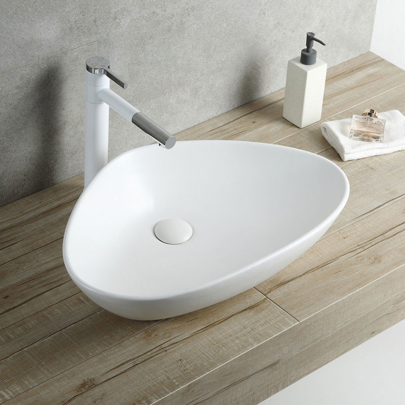 Metro Lane 400mm L x 590mm W Natural Ceramic Circular Sink, White