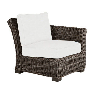 Canapé modulaire rustique tissé à droite - noyer noir