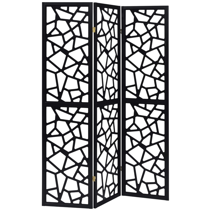 Stylish Black 3 Screen With Complex Mosaic Pattern For Stunning Home Interior