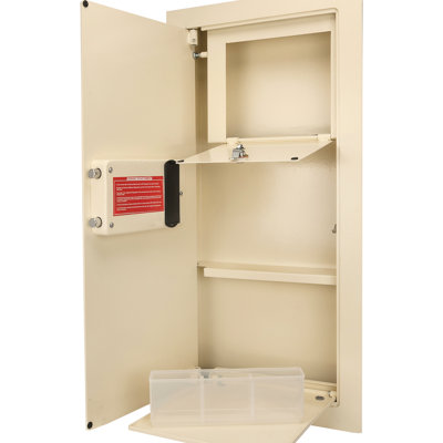 Biometric Safe Beige - 0.82 Cubic Ft With Led And Pre-Drilled Holes For Easy Installation Steel Removable Shelf Efficient Organization