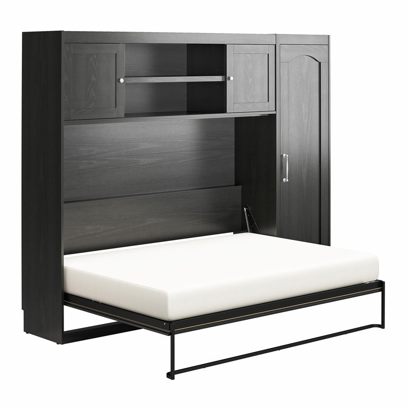 Her Majesty Murphy Storage Bed with 1 Side Cabinet, Black