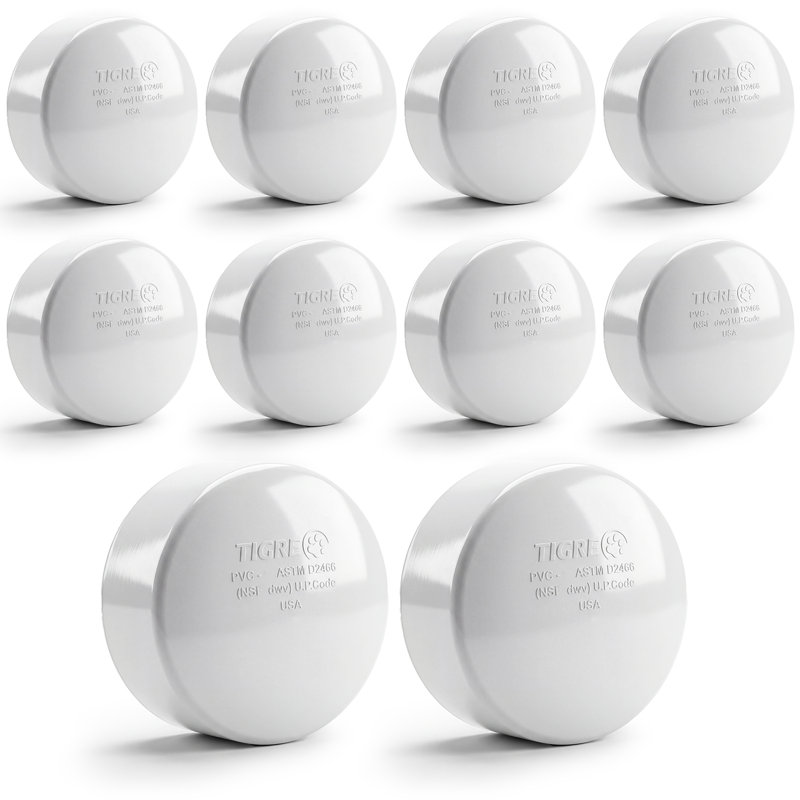 Capuchon en PVC blanc 3 po, raccord d'extrémité pour raccordement de système de drainage, d'évacuation et d'évacuation (paquet de 10)
